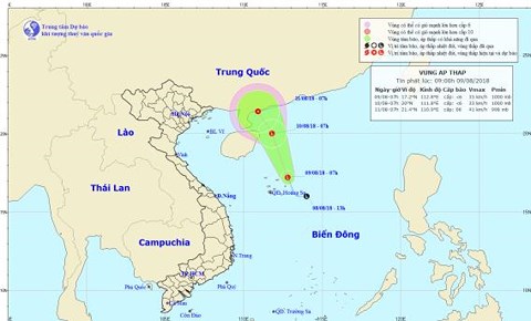 Tin về vùng áp thấp trên biển Đông và dự báo thời tiết hôm nay, ngày mai